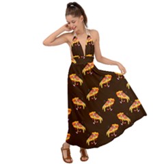 Pizza Is Love Backless Maxi Beach Dress by designsbymallika