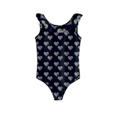 Patchwork Heart Black Kids  Frill Swimsuit by snowwhitegirl