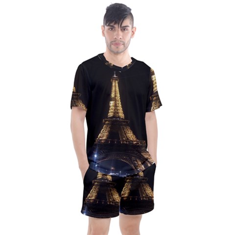 Tour Eiffel Paris Nuit Men s Mesh Tee And Shorts Set by kcreatif