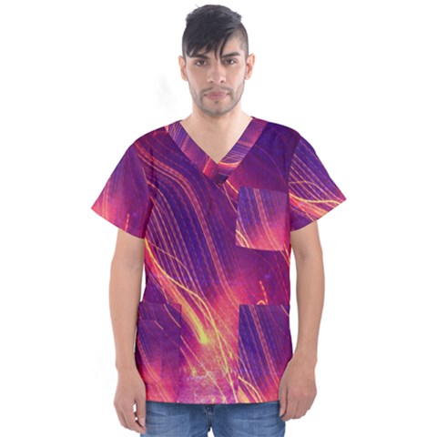 Abstrait Lumière Men s V-neck Scrub Top by kcreatif