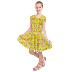 Vivid Warm Ornate Pattern Kids  Short Sleeve Dress by dflcprintsclothing