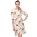 PIZZA PATTERN Long Sleeve Mini Shirt Dress View1