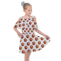 Orange Basketballs Kids  Shoulder Cutout Chiffon Dress by mccallacoulturesports