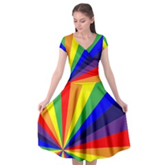 Rainbow Pattern Cap Sleeve Wrap Front Dress by designsbymallika