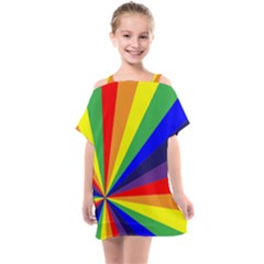 Rainbow Pattern Kids  One Piece Chiffon Dress by designsbymallika