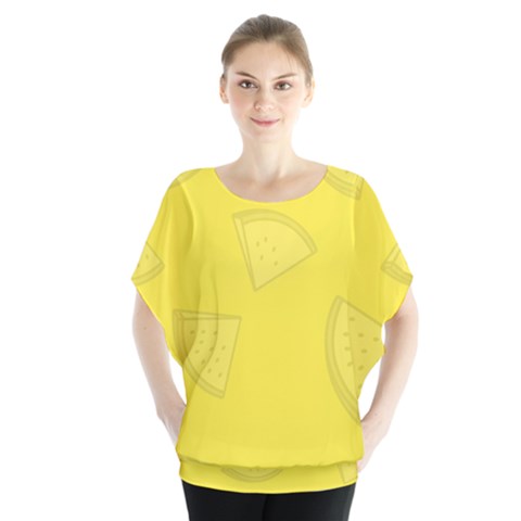 Yellow Pineapple Background Batwing Chiffon Blouse by HermanTelo