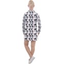 Cartoon Style Asian Woman Portrait Collage Pattern Women s Long Sleeve Casual Dress View2