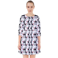 Cartoon Style Asian Woman Portrait Collage Pattern Smock Dress by dflcprintsclothing