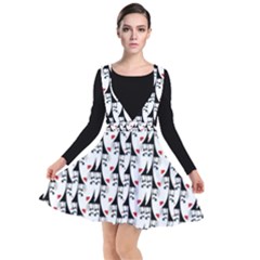 Cartoon Style Asian Woman Portrait Collage Pattern Plunge Pinafore Dress by dflcprintsclothing