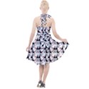 Cartoon Style Asian Woman Portrait Collage Pattern Halter Party Swing Dress  View2