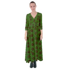 Rose Stars So Beautiful On Green Button Up Maxi Dress by pepitasart