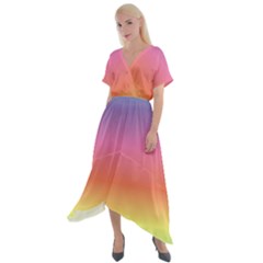 Rainbow Shades Cross Front Sharkbite Hem Maxi Dress by designsbymallika