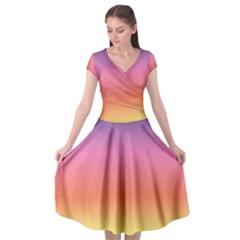 Rainbow Shades Cap Sleeve Wrap Front Dress by designsbymallika