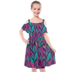 Boho Chic Pattern Kids  Cut Out Shoulders Chiffon Dress by designsbymallika