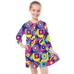 Doodle Pattern Kids  Quarter Sleeve Shirt Dress by designsbymallika