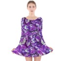 Botanical Violet Print Pattern 2 Long Sleeve Velvet Skater Dress View1