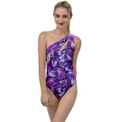 Botanical Violet Print Pattern 2 To One Side Swimsuit by dflcprintsclothing