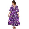 Botanical Violet Print Pattern 2 Kimono Sleeve Boho Dress View2