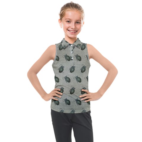 Army Green Hand Grenades Kids  Sleeveless Polo Tee by McCallaCoultureArmyShop