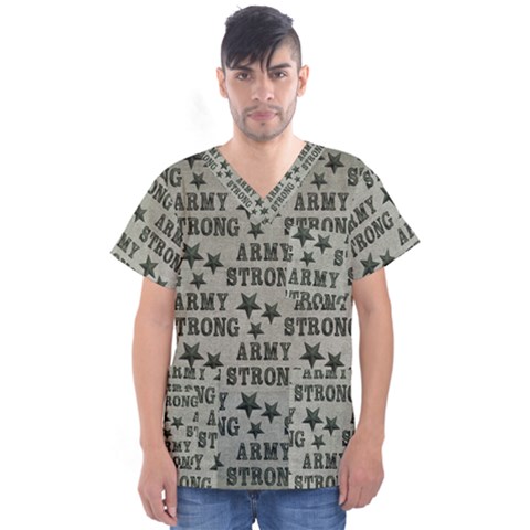 Army Stong Military Men s V-neck Scrub Top by McCallaCoultureArmyShop