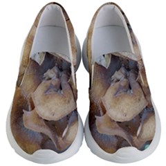 Close Up Mushroom Abstract Kids Lightweight Slip Ons by Fractalsandkaleidoscopes