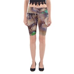 Close Up Mushroom Abstract Yoga Cropped Leggings by Fractalsandkaleidoscopes