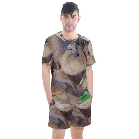 Close Up Mushroom Abstract Men s Mesh Tee And Shorts Set by Fractalsandkaleidoscopes