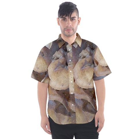 Close Up Mushroom Abstract Men s Short Sleeve Shirt by Fractalsandkaleidoscopes