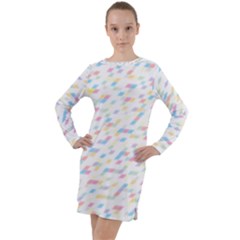 Texture Background Pastel Box Long Sleeve Hoodie Dress by HermanTelo