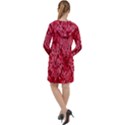 Background Abstract Surface Red Long Sleeve Hoodie Dress View2