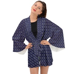 Grey Star Navy Blue Long Sleeve Kimono by snowwhitegirl