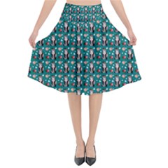 Chrix Pat Teal Flared Midi Skirt by snowwhitegirl