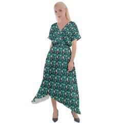 Chrix Pat Teal Cross Front Sharkbite Hem Maxi Dress by snowwhitegirl