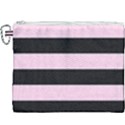 Black and Light Pastel Pink Large Stripes Goth Mime french style Canvas Cosmetic Bag (XXXL) View1