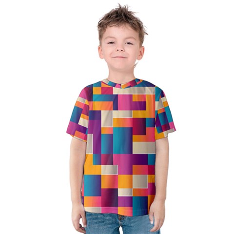 Abstract Geometry Blocks Kids  Cotton Tee by Bajindul