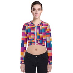 Abstract Geometry Blocks Long Sleeve Zip Up Bomber Jacket by Bajindul