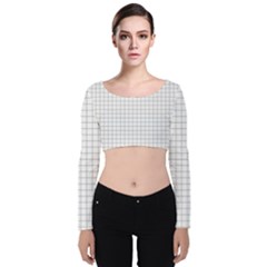 Aesthetic Black And White Grid Paper Imitation Velvet Long Sleeve Crop Top by genx