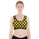 Checkerboard Pattern Black and Yellow Ancap Libertarian Sports Bra With Pocket View1