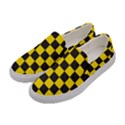 Checkerboard Pattern Black and Yellow Ancap Libertarian Women s Canvas Slip Ons View2