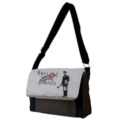 Banksy Graffiti Original Quote Follow Your Dreams Cancelled Cynical With Painter Full Print Messenger Bag (s) by snek