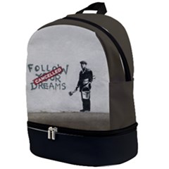 Banksy Graffiti Original Quote Follow Your Dreams Cancelled Cynical With Painter Zip Bottom Backpack by snek