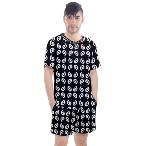 Pattern Formes Ronds Noir Men s Mesh Tee And Shorts Set by kcreatif