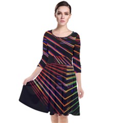 Abstract Neon Background Light Quarter Sleeve Waist Band Dress by HermanTelo