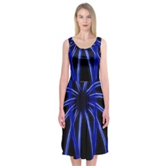 Light Effect Blue Bright Design Midi Sleeveless Dress by HermanTelo