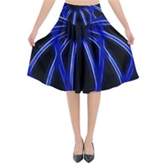 Light Effect Blue Bright Design Flared Midi Skirt by HermanTelo