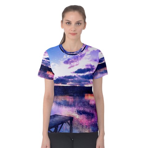 Photo Coucher Du Soleil Effet Galaxy Women s Cotton Tee by kcreatif