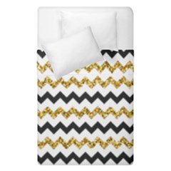 Black And Gold Glitters Zigzag Retro Pattern Golden Metallic Texture Duvet Cover Double Side (single Size) by genx