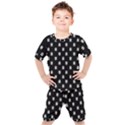 Sketchy Cartoon Ghost Drawing Motif Pattern Kids  Tee and Shorts Set View1