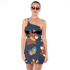 Colorful Funny Christmas Pattern One Soulder Bodycon Dress by Vaneshart