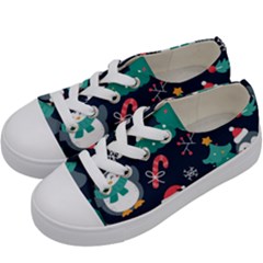 Colorful Funny Christmas Pattern Kids  Low Top Canvas Sneakers by Vaneshart